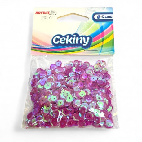 704288 CEKINY OZDOBNE TĘCZOWE RÓŻOWE 6 mm 10g BREWIS