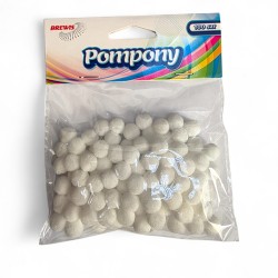 685490 POMPONY PLUSZOWE KULECZKI BIAŁE POMPONIKI DEKORACYJNE 100 SZTUK BREWIS