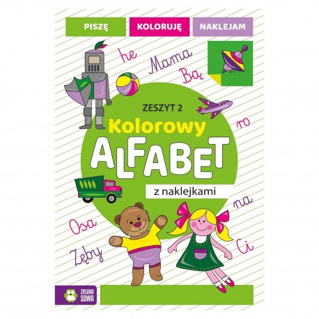 407228 KOLOROWY ALFABET Z NAKLEJKAMI. ZESZYT 2 ZIELONA SOWA