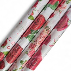 055919 PAPIER PREZENTOWY OZDOBNY KWIATY RÓŻE MIX WZORÓW 200x70 POLMAK