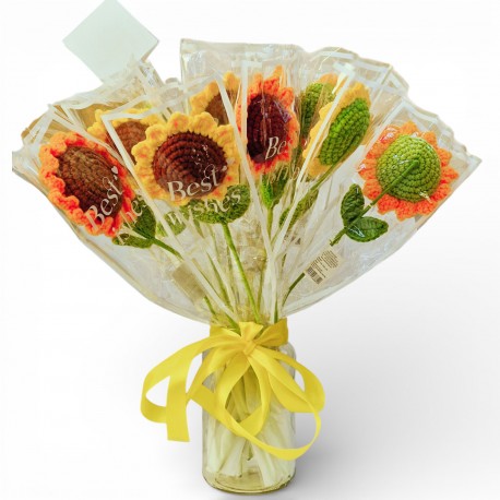 488899 OZDOBA KWIAT MATERIAŁOWY SŁONECZNIK W FOLII GAZELO