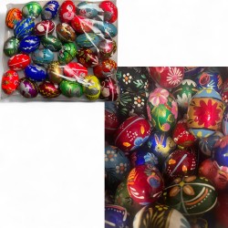 DREWNIANE JAJKO PISANKA MIX KOLORYSTYCZNY WIELKANOC 7 CM