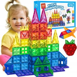 853020 KLOCKI MAGNETYCZNE KONSTRUKCYJNE BUDOWLANE EDUKACYJNE DUŻY ZAMEK 112 ELEMENTÓWANEK