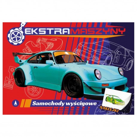 075595 KOLOROWANKA Z NAKLEJKAMI Ekstramaszyny. Samochody wyścigowe SKRZAT