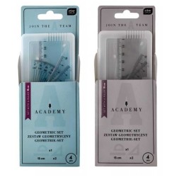 363336 ZESTAW GEOMETRYCZNY ACADEMY Z LINIJKĄ 15CM MIX PROMOCJA INTERDRUK