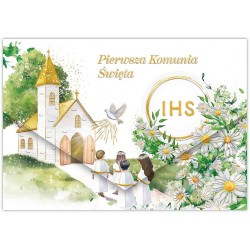 984021 KARNET KOMUNIA A5 Z KOPERTĄ ZŁOCONY MAJ HENRY