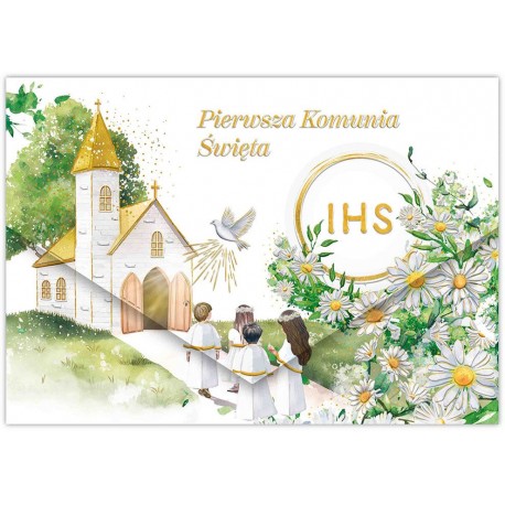 984021 KARNET KOMUNIA A5 Z KOPERTĄ ZŁOCONY MAJ HENRY