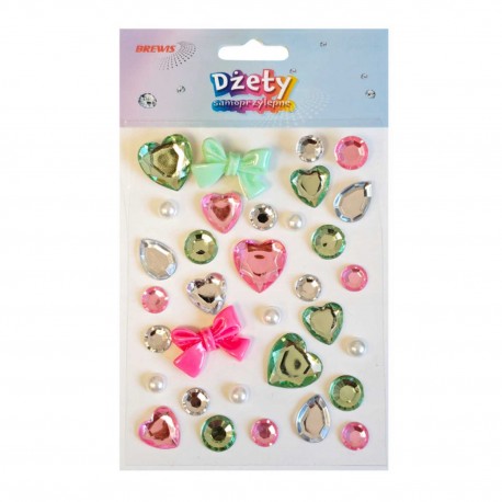 708859 DŻETY SAMOPRZYLEPNE OZDOBNE DEKORACYJNE KOKARDY, SERCA BREWIS