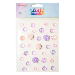 708866 DŻETY SAMOPRZYLEPNE OZDOBNE DEKORACYJNE RÓŻYCZKI PEREŁKI BREWIS