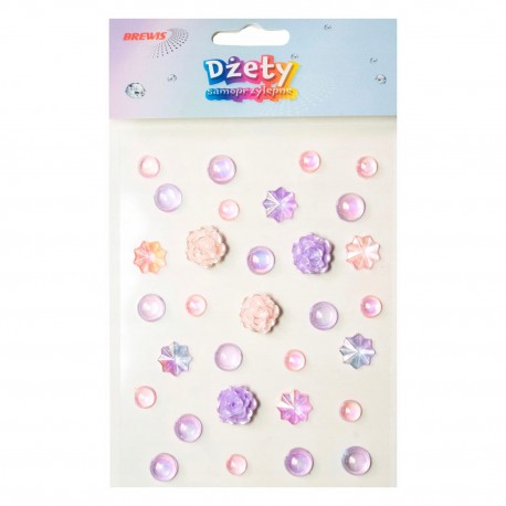 708866 DŻETY SAMOPRZYLEPNE OZDOBNE DEKORACYJNE RÓŻYCZKI PEREŁKI BREWIS