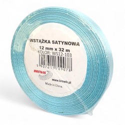 709078 WSTĄŻKA SATYNOWA BABY BLUE 12x32 BREWIS