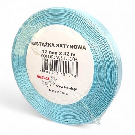 709078 WSTĄŻKA SATYNOWA BABY BLUE 12x32 BREWIS