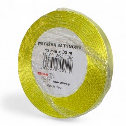 709122 WSTĄŻKA SATYNOWA JASKRAWO ŻÓŁTA 12x32 BREWIS