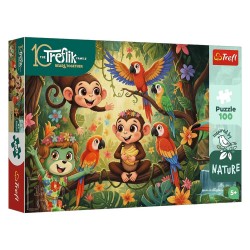 16570 TREFL PUZZLE 100 EL INSPIRED BY NATURE MAŁPKI I PRZYJACIELE