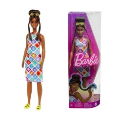 094035 BARBIE LALKA FASHIONISTKA KOLOROWA SUKIENKA