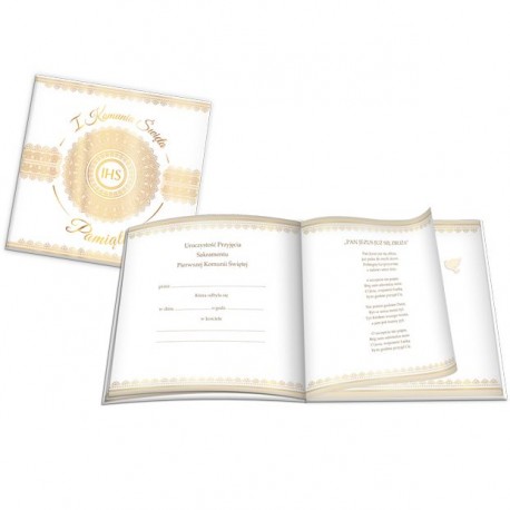 335064 KSIĄŻECZKA PAMIĄTKA KOMUNII ŚWIĘTEJ 220x220CM MONSTRANCJA HENRY