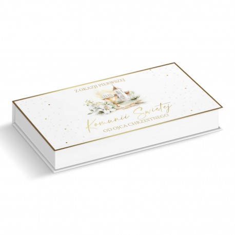 799352 PUDEŁKO OZDOBNE Z OKAZJI PIERWSZEJ KOMUNI ŚWIĘTEJ OD OJCA CHRZESTNEGO ARMIN STYLE