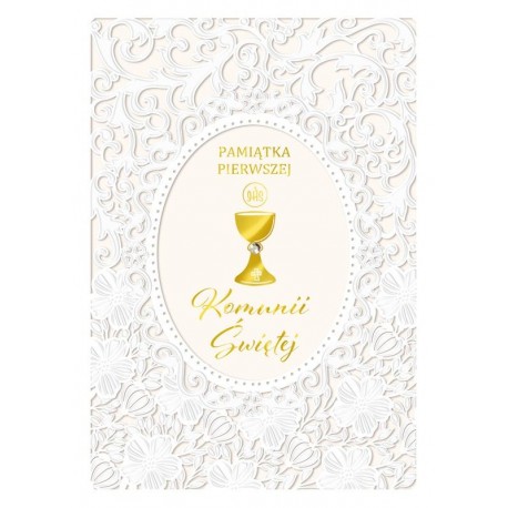 860169 KARNET PAMIĄTKA PIERWSZEJ KOMUNII ŚWIĘTEJ, WYCINANY WZÓR, ARMIN STYLE