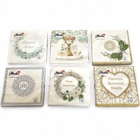 SLKO SERWETKI KOMUNIJNE MAKI MIX WZORÓW POL-MAK