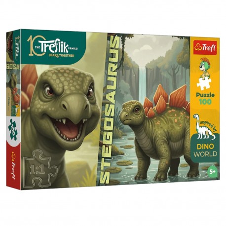 16581 TREFL PUZZLE 100 EL RODZINA TREFLIKÓW, INSPIRED BY DINO WORLD STEGOSAURUS