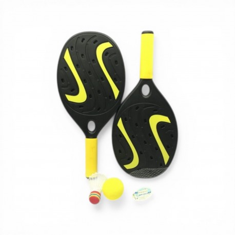 800352 ZESTAW DO PADLA PADEL MOCNE RAKIETKI + LOTKA + PIŁECZKA ŻÓŁTY BEST MS TOYS