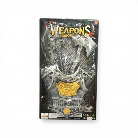 804053 ZESTAW RYCERSKI ZBROJA + 2 TOPORY TOPÓR BEST MS TOYS