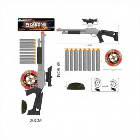 5804152 PISTOLET KARABIN NA STRZAŁKI PIANKOWE + 8 STRZAŁEK + TARCZA BEST MS TOYS