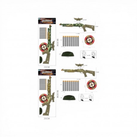 804145 PISTOLET KARABIN NA STRZAŁKI PIANKOWE + 8 STRZAŁEK + TARCZA BEST MS TOYS
