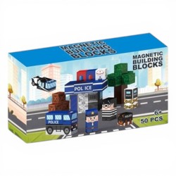 803995 KLOCKI MAGNETYCZNE KONSTRUKCYJNE 50EL POLICJA BEST MS TOYS