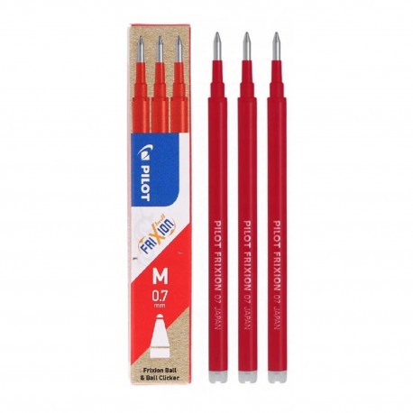 356063 WKŁADY PILOT FRIXION 0,7mm CZERWONY DO DŁUGOPISÓW ZMAZYWALNYCH PIÓR 3 SZTUKI ONYX