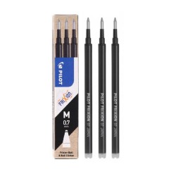 356056 WKŁADY PILOT FRIXION 0,7mm CZARNY DO DŁUGOPISÓW ZMAZYWALNYCH PIÓR 3 SZTUKI ONYX