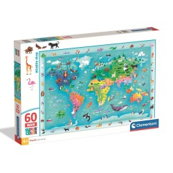 260720 CLEMENTONI PUZZLE 60 MAXI WILDLIFE MAP SUPER KOLOR