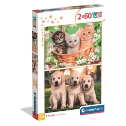 8248209 CLEMENTONI PUZZLE 2x60 el. FUTRZANI BRACIA SUPERCOLOR