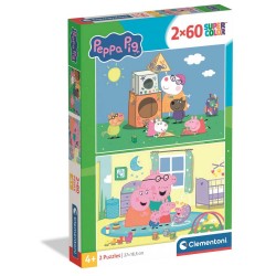 248339 CLEMENTONI PUZZLE 2x60 el. ŚWINKA PEPPA SUPERCOLOR