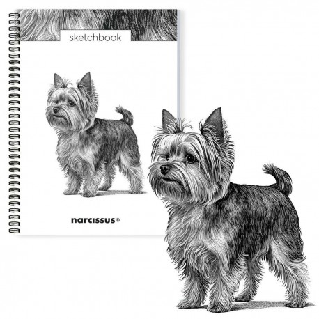 902538 Szkicownik A4 na spirali Pies Yorkshire Terrier 50k z perforacją 120 gsm SZTUKA RODZINNA