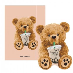 901920 Teczka A4 z gumką Teddies& Miś z boba tea SZTUKA RODZINNA