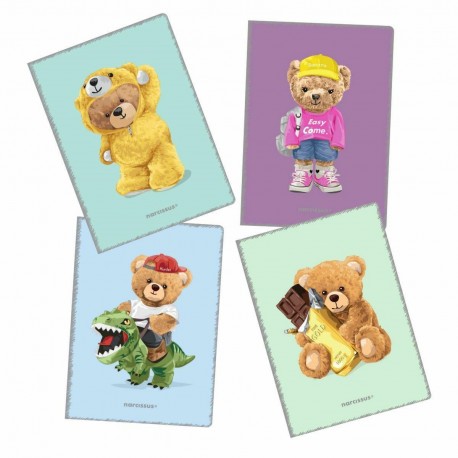 902996 Zeszyt PP TEDDIES A4 32K linia cienka kolorowa 80g NARCISSUS SZTUKA RODZINNA