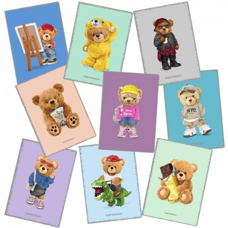 901098 Zeszyt PP TEDDIES A5 60K kratka 80g NARCISSUS SZTUKA RODZINNA