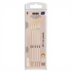388551 PĘDZELKI DREWNIANE 5 SZT. BEBE FRIENDS INTERDRUK