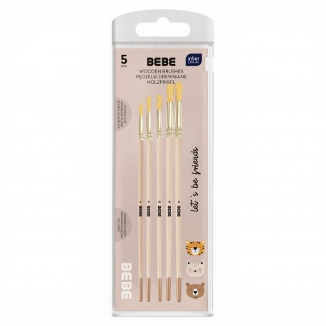388551 PĘDZELKI DREWNIANE 5 SZT. BEBE FRIENDS INTERDRUK