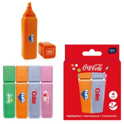 383099 ZAKREŚLACZE 4 KOLORY W PUDEŁKU COCA-COLA MIX 1 INTERDRUK