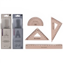 362124 ZESTAW GEOMETRYCZNY KOLOROWY W ETUI Z LINIJKĄ 20 CM ACADEMY INTERDRUK