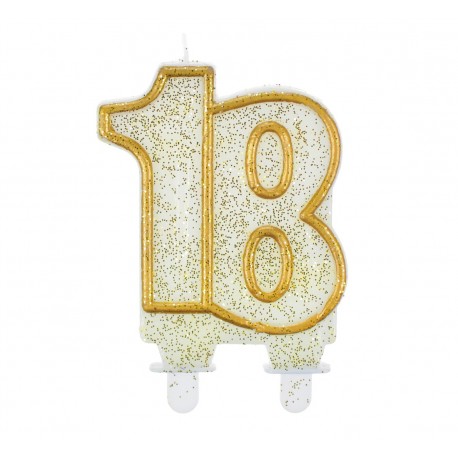 638933 GODAN URODZINY ŚWIECZKA CYFRA LICZBA "18" ZŁOTY KONTUR