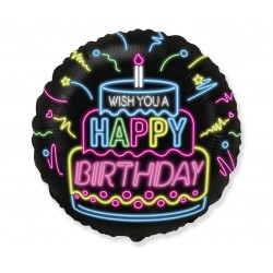 343120 BALON FOLIOWY HAPPY BIRTHDAY NEON 45CM GODAN