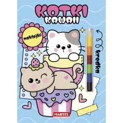 520538 MARTEL KOLOROWANKA Z KREDKĄ MODUŁOWĄ I NAKLEJKAMI. KAWAII KOTKI