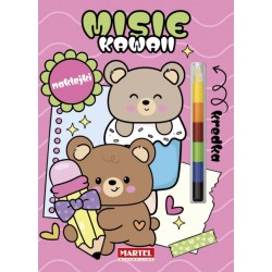 520538 MARTEL KOLOROWANKA Z KREDKĄ MODUŁOWĄ I NAKLEJKAMI. KAWAII KOTKI