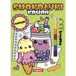 520552 MARTEL KOLOROWANKA Z KREDKĄ MODUŁOWĄ I NAKLEJKAMI. KAWAII SMAKOŁYKI