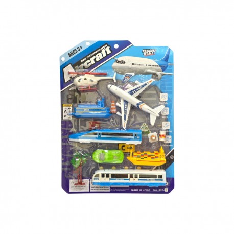 140144 ZESTAW ŚRODKÓW TRANSPORTU 7W1 POCIĄG SAMOLOT STATEK CABO-TOYS
