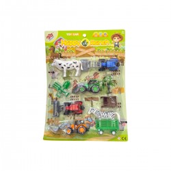 128727 ZESTAW ROLNICZY TRAKTOR MASZYNY + ZWIERZĘTA CABO-TOYS