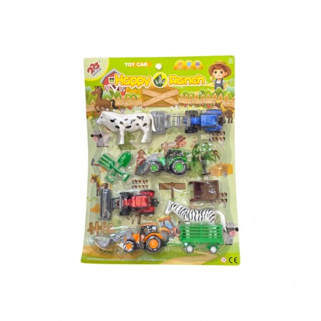 128727 ZESTAW ROLNICZY TRAKTOR MASZYNY + ZWIERZĘTA CABO-TOYS